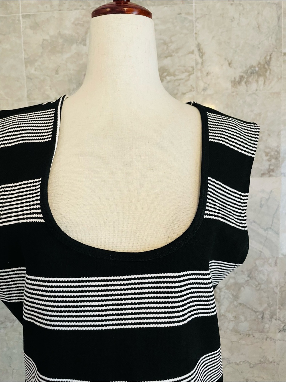 Bishop + Young Pique Striped Crew-Neck Sleeveless Top - Picture 4 of 9